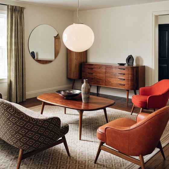 A mid-century living room